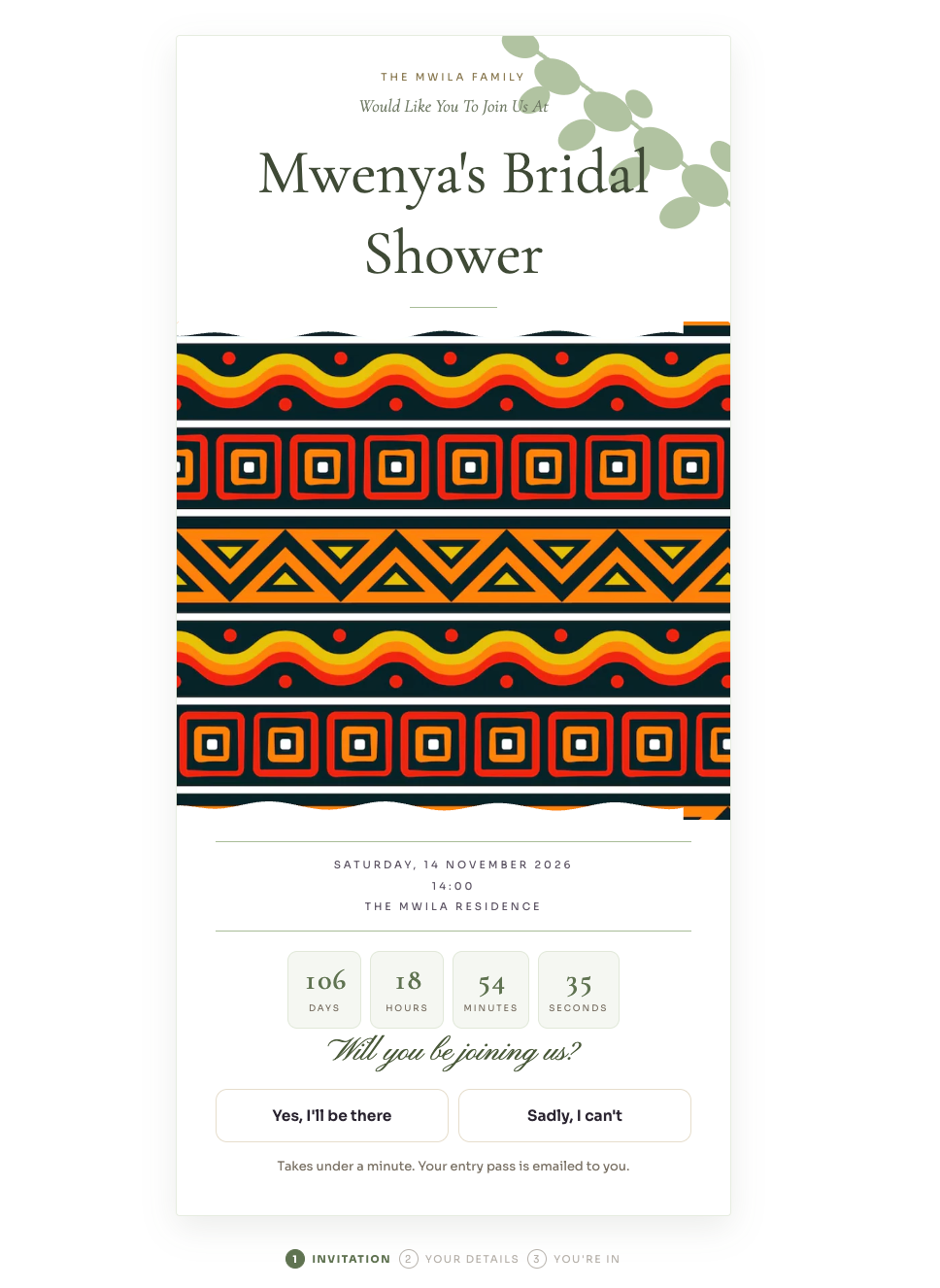 Chitenge invitation design